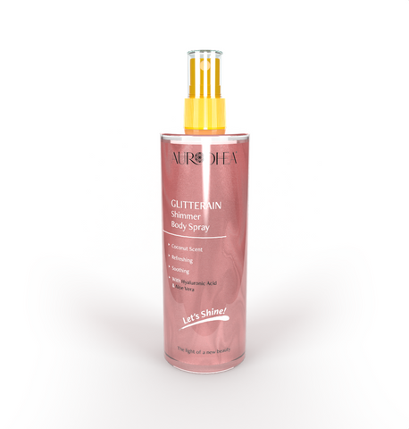 Glitterain - spray per il corpo luccicante rosa (profumo di cocco) - 150 ml chogan